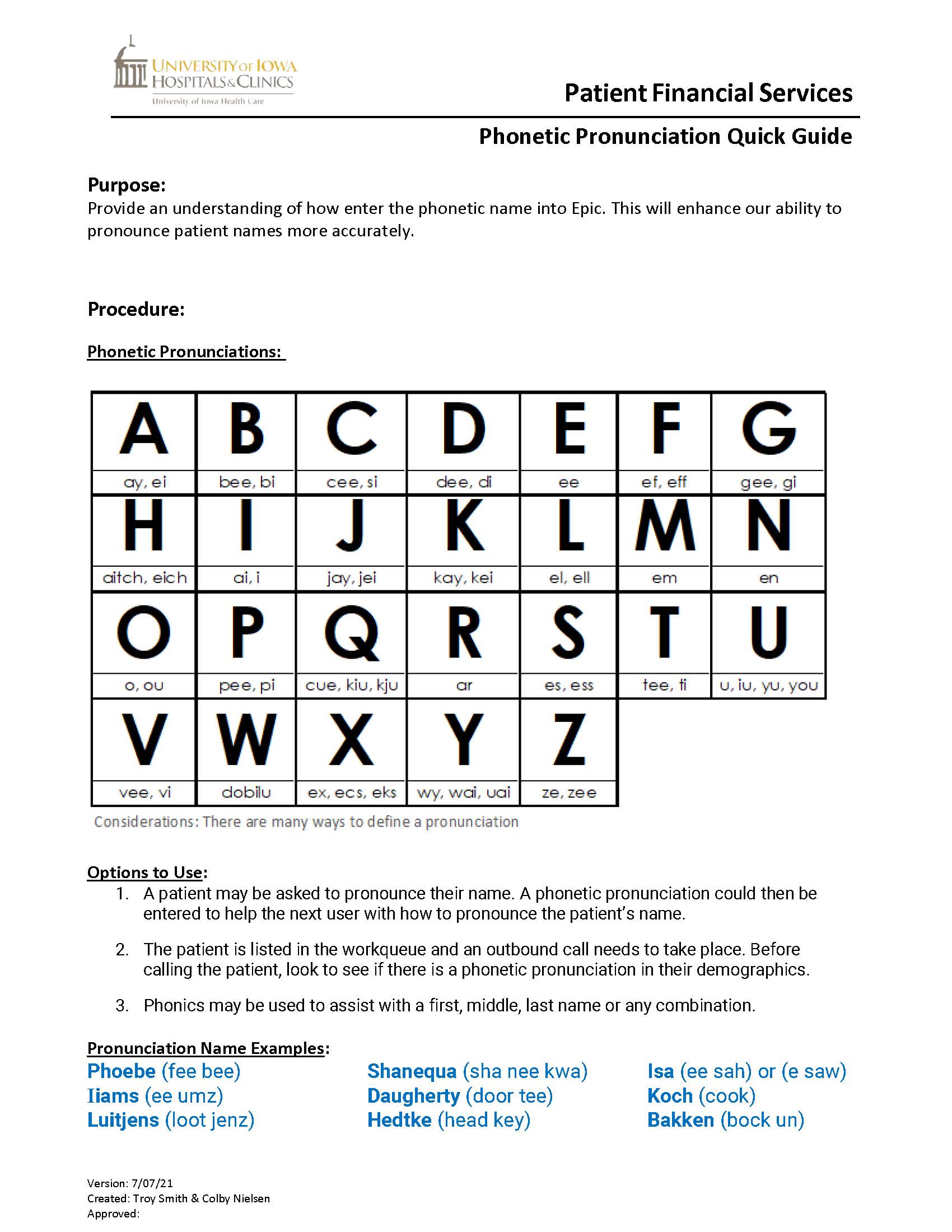 Phonetic Pronunciation Quick Guide How To Enter A Phonetic Name Into 